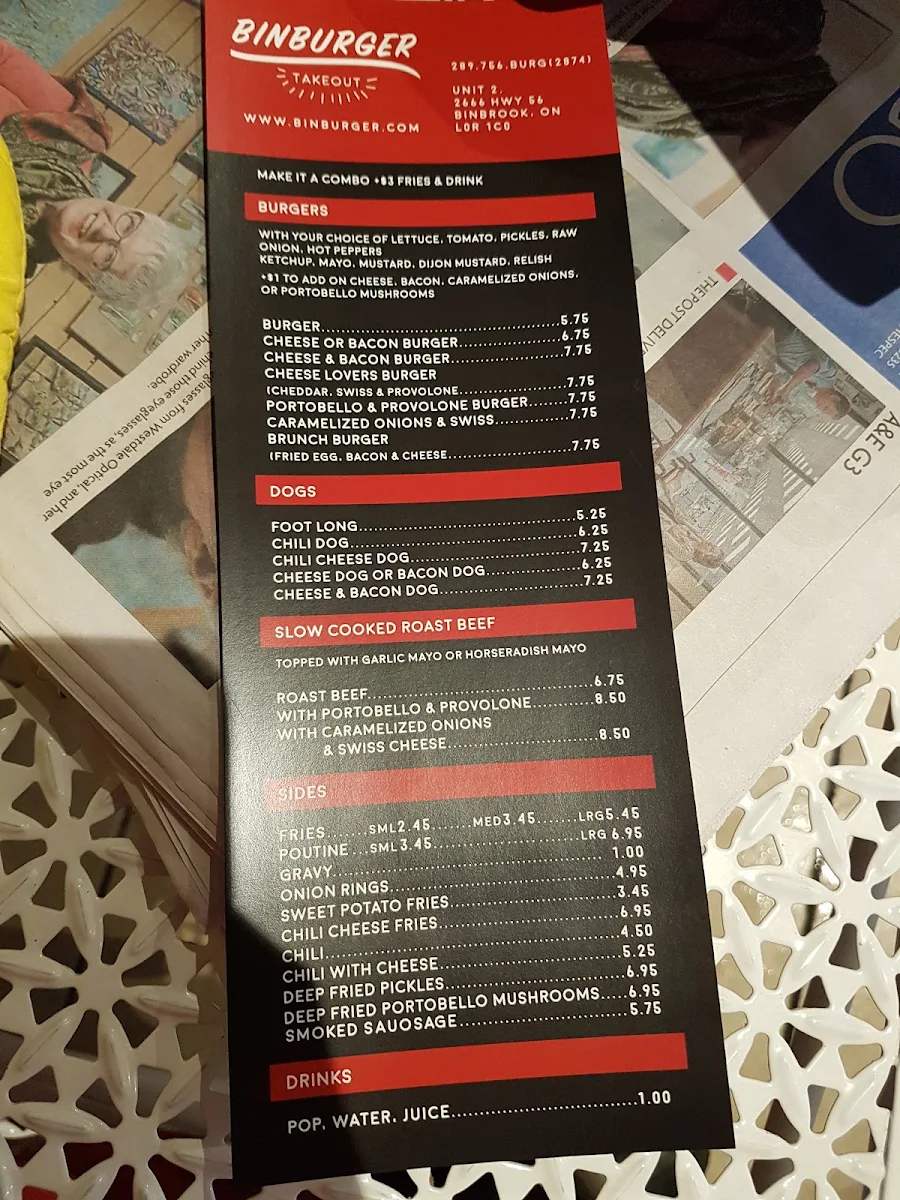 Menu, BinBurger