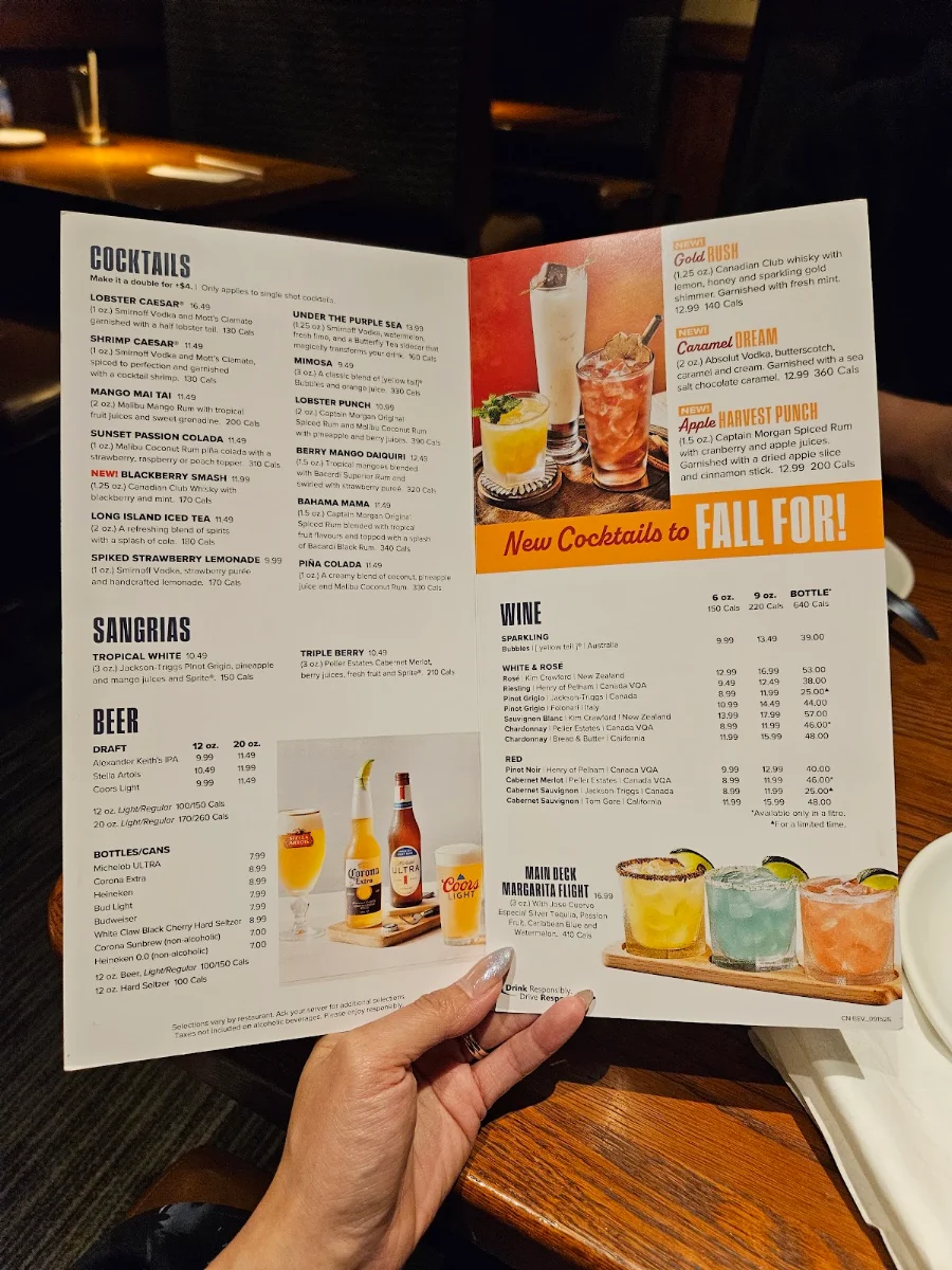 Menu, Red Lobster
