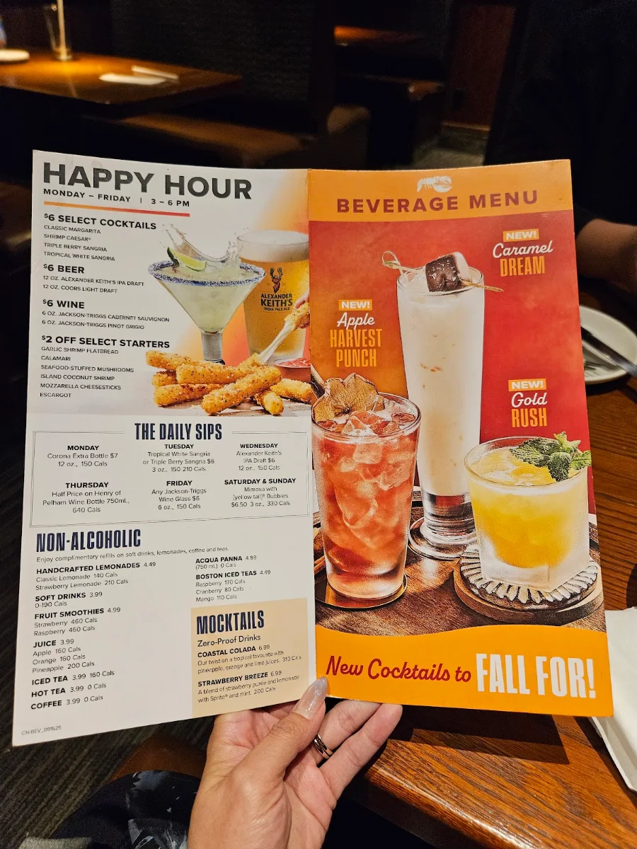 Menu, Red Lobster