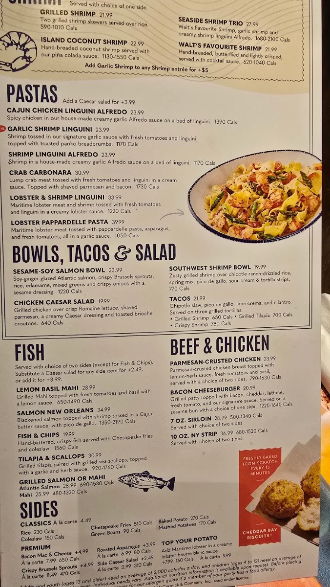 Menu, Red Lobster