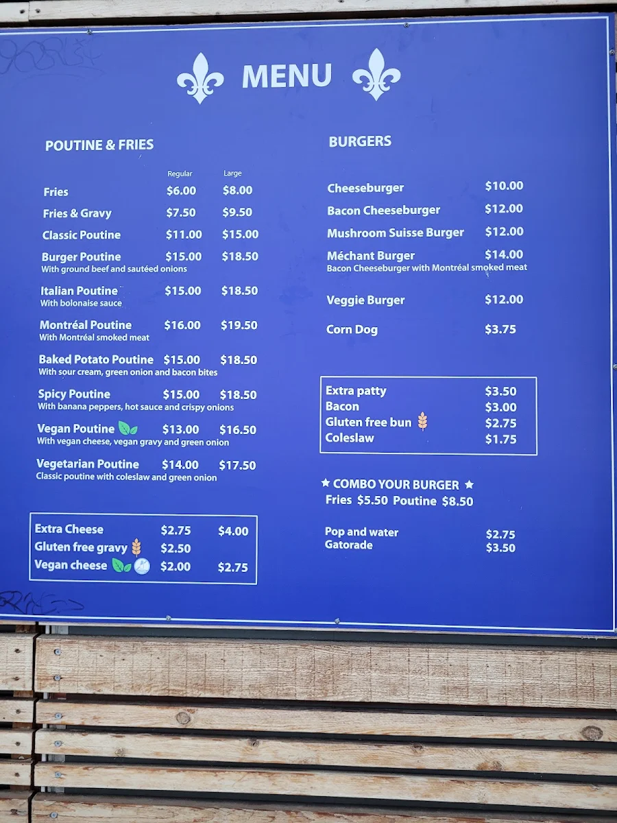 Menu, L'Authentique Poutine and Burgers