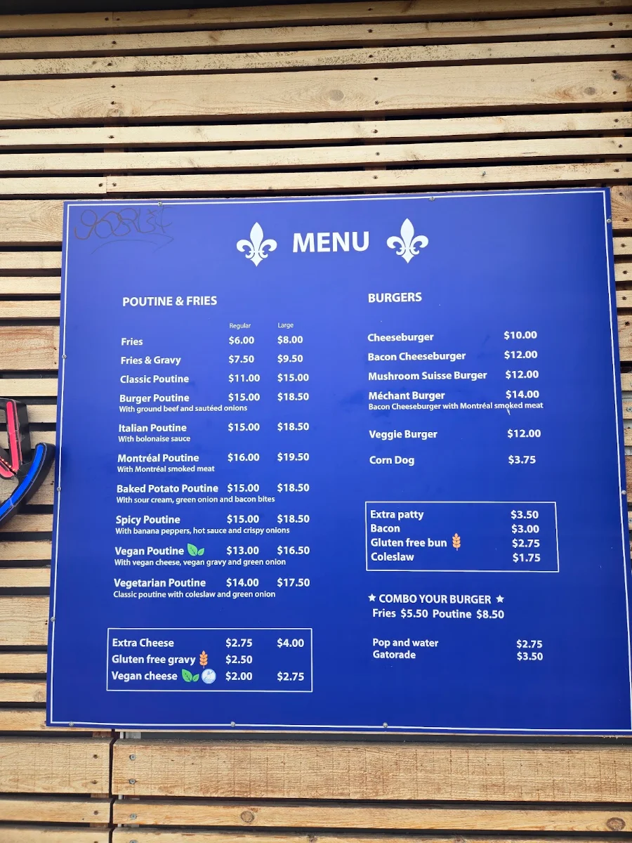 Menu, L'Authentique Poutine and Burgers