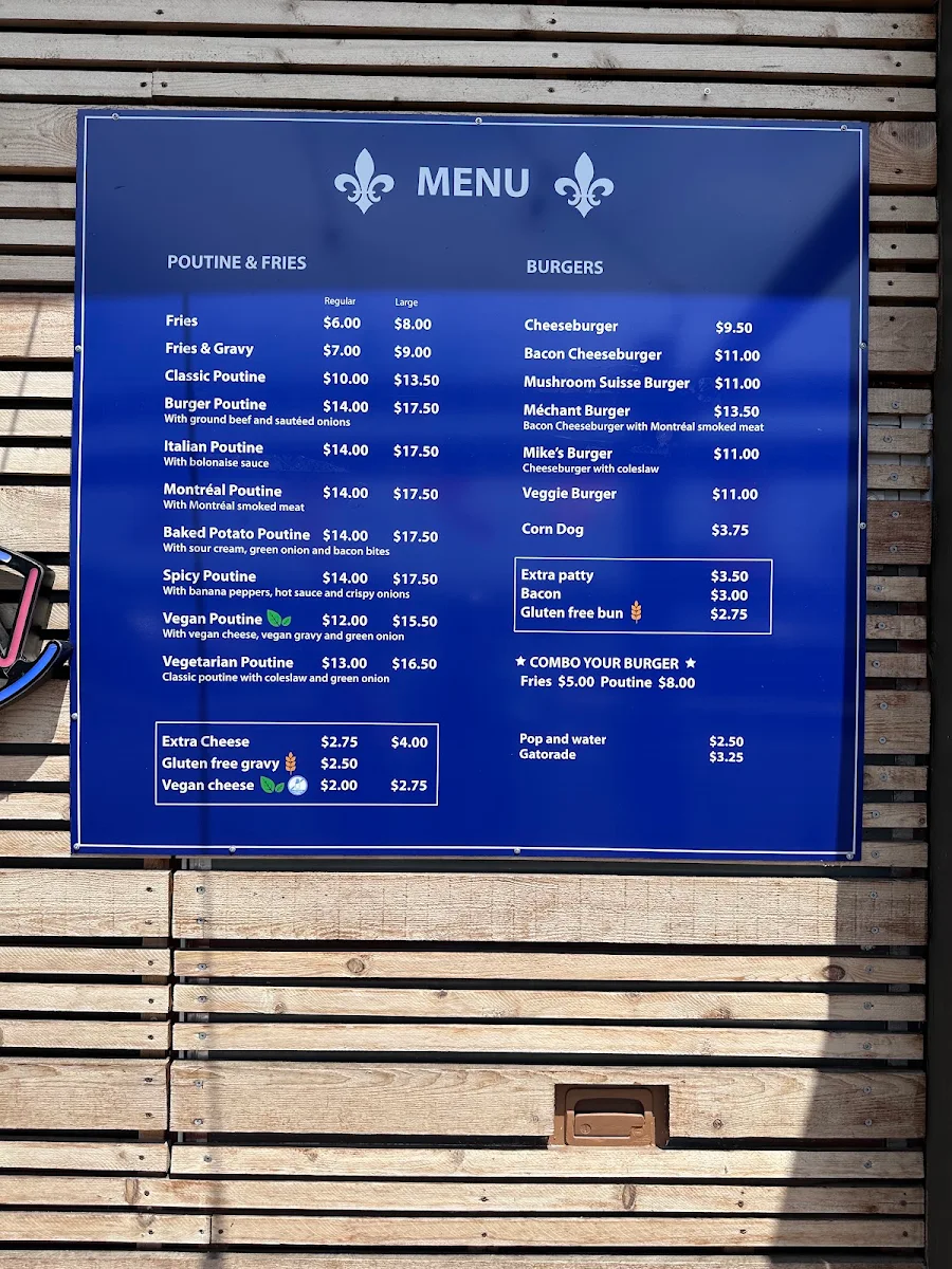 Menu, L'Authentique Poutine and Burgers