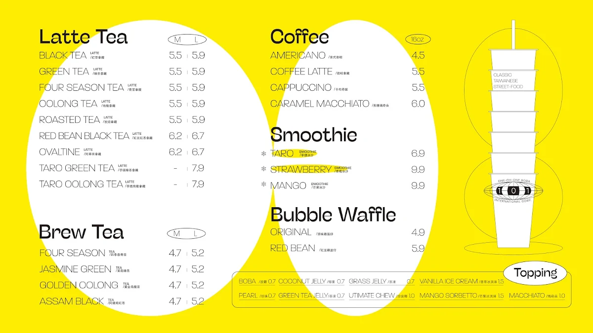 Menu, 101 BoBA