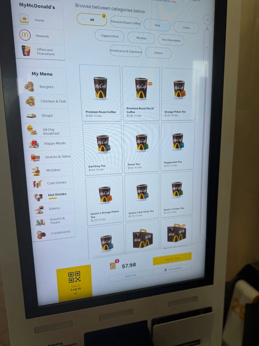 Menu, McDonald's
