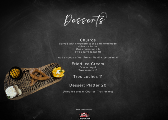 Menu, 3 Mariachis (Richmond Hill)