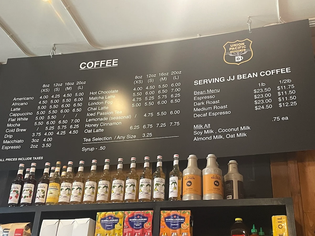 Menu, Union Pacific Coffee Shop