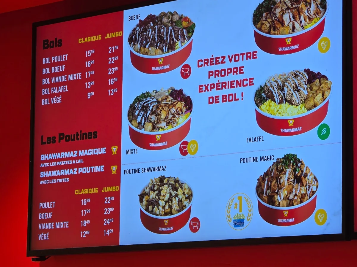 Menu, Shawarmaz