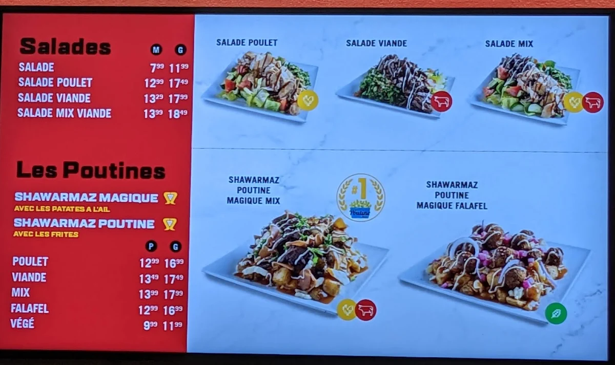 Menu, Shawarmaz