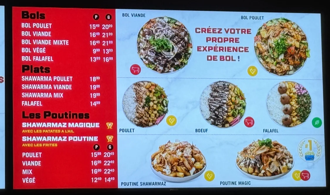Menu, Shawarmaz