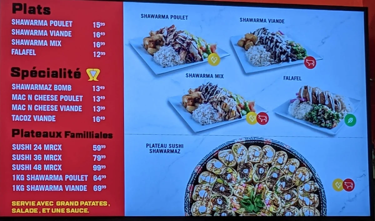 Menu, Shawarmaz