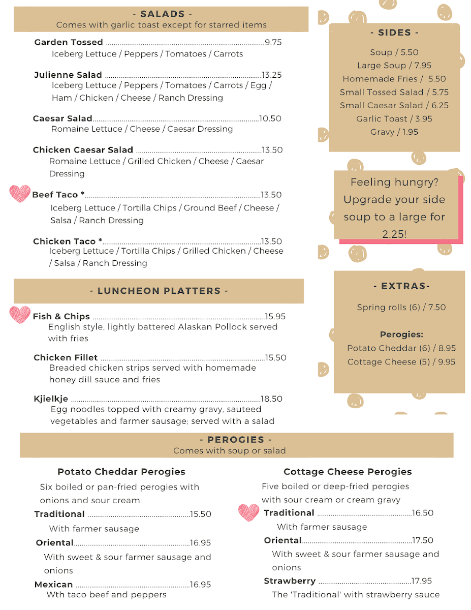 Menu, Dawning Restaurant