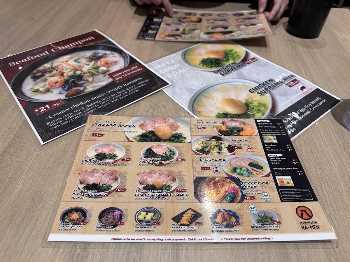 Menu, Maruhachi Ra-men Surrey