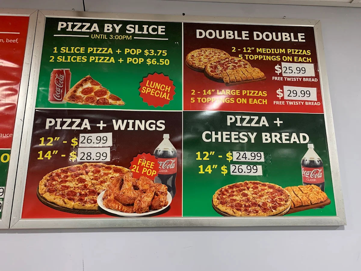 Menu, Real Canadian Pizza