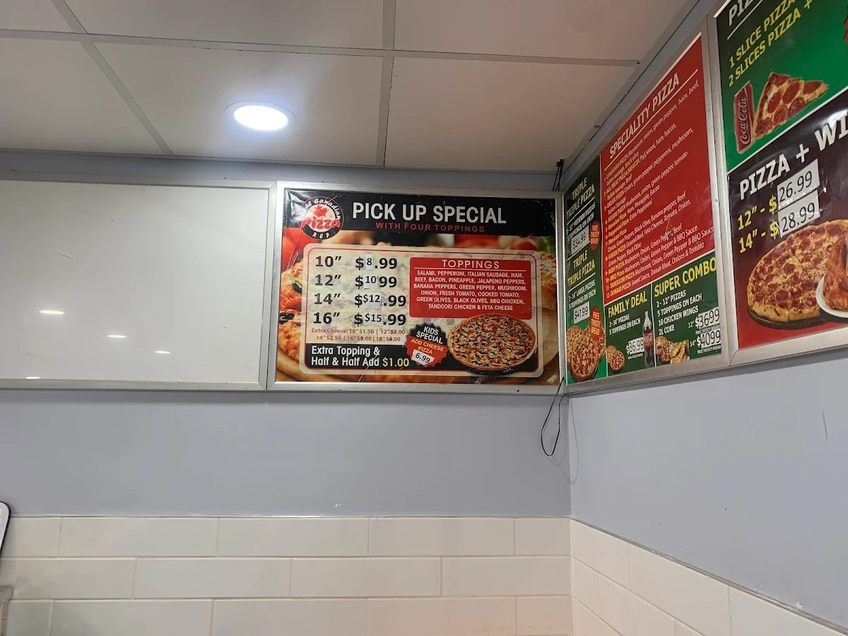 Menu, Real Canadian Pizza
