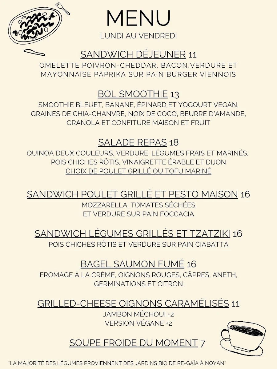 Menu, Le Café Magda