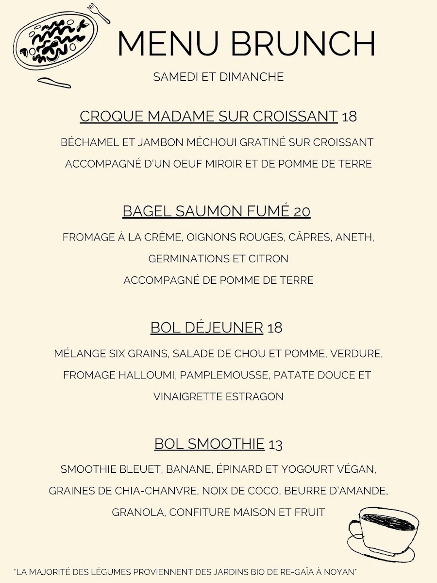 Menu, Le Café Magda