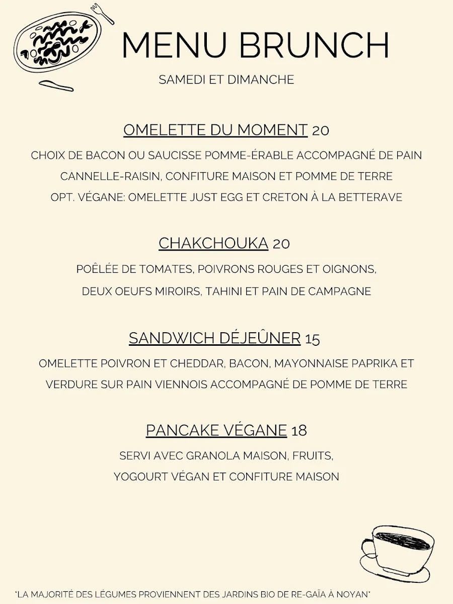 Menu, Le Café Magda