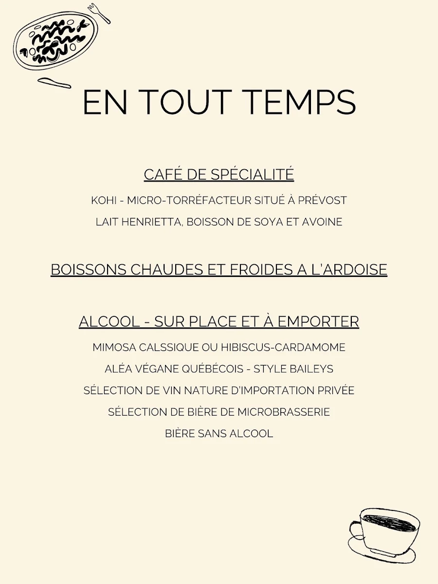 Menu, Le Café Magda