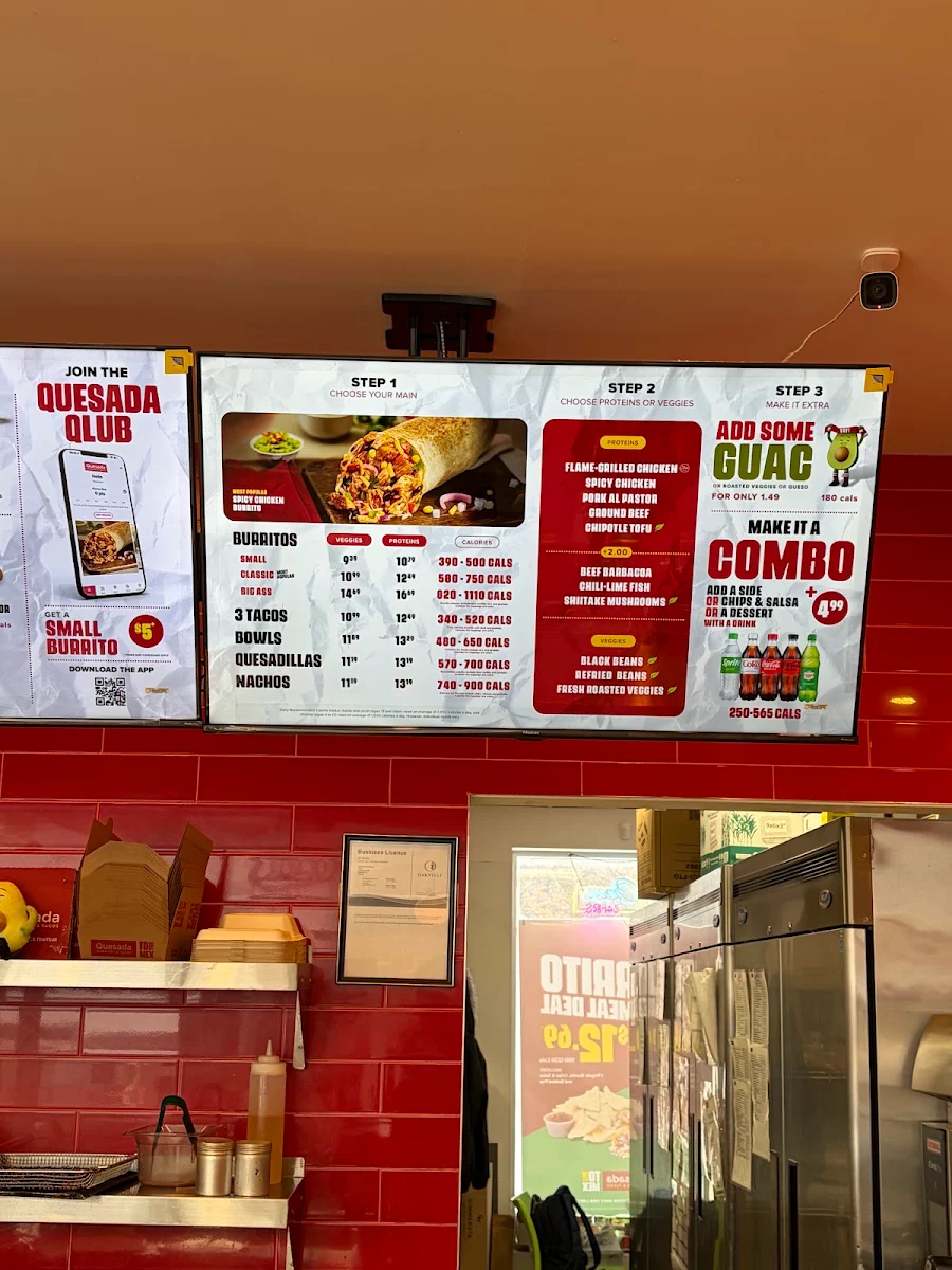 Menu, Quesada Burritos & Tacos