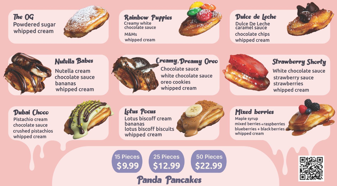 Menu, Panda Pancakes and Ice Cream