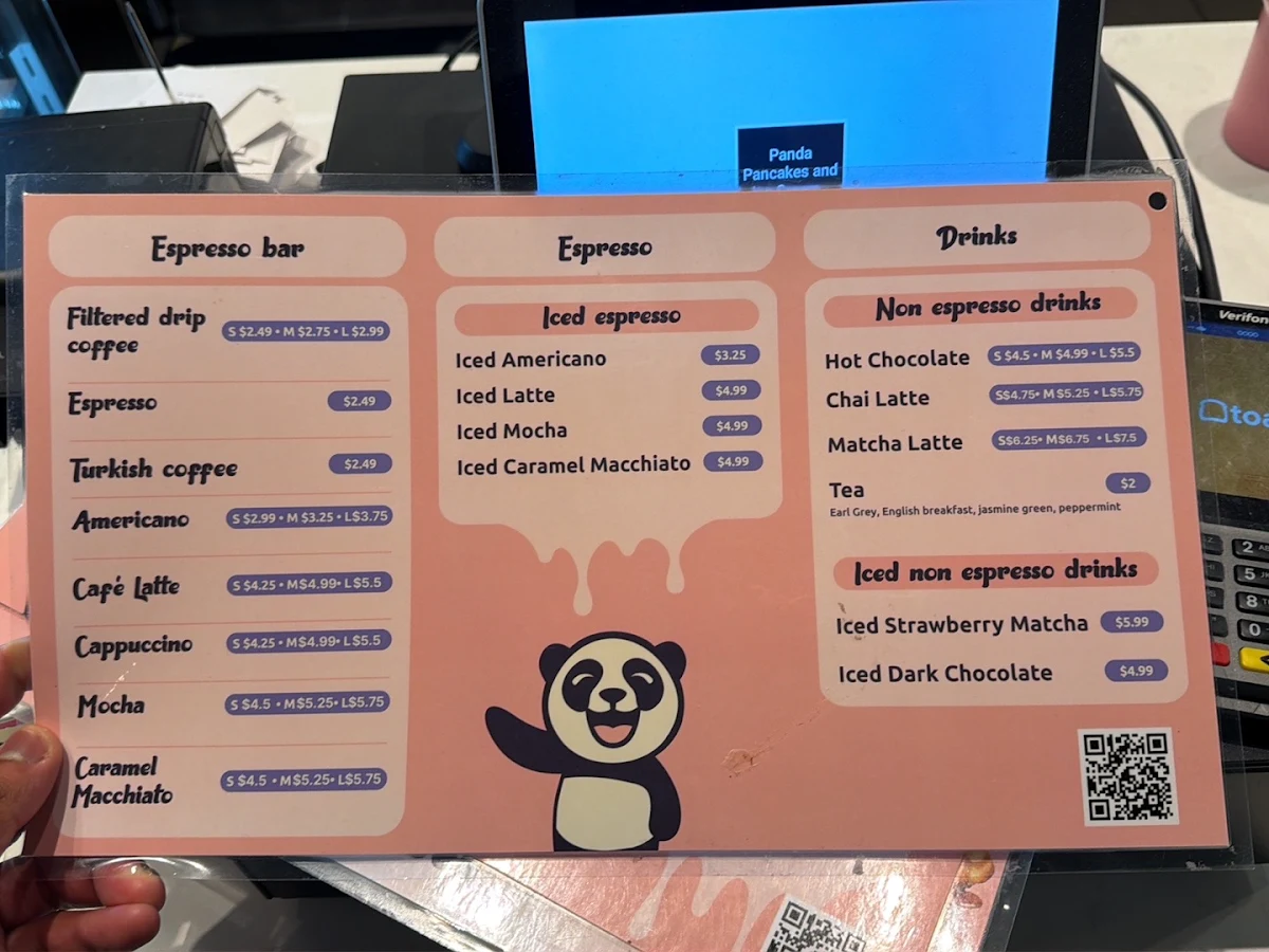 Menu, Panda Pancakes and Ice Cream