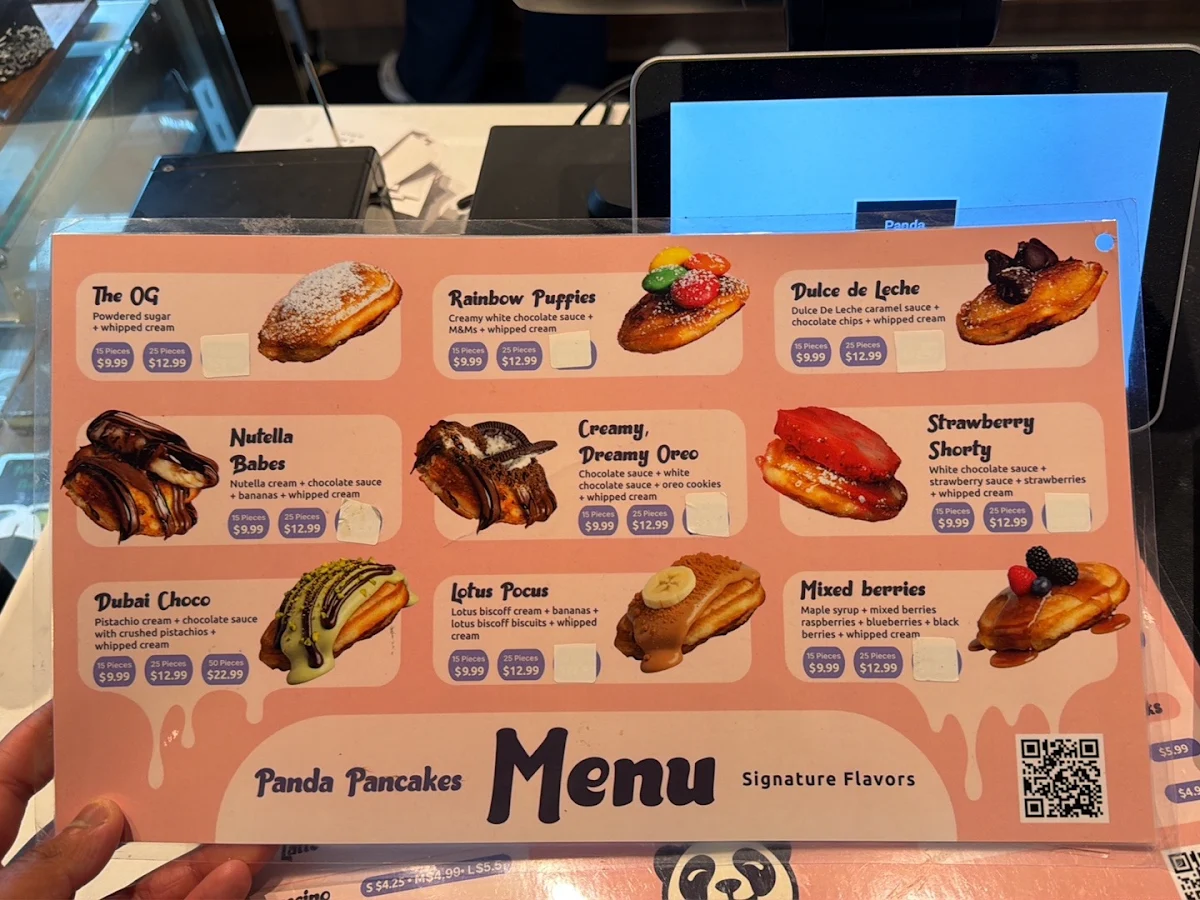 Menu, Panda Pancakes and Ice Cream