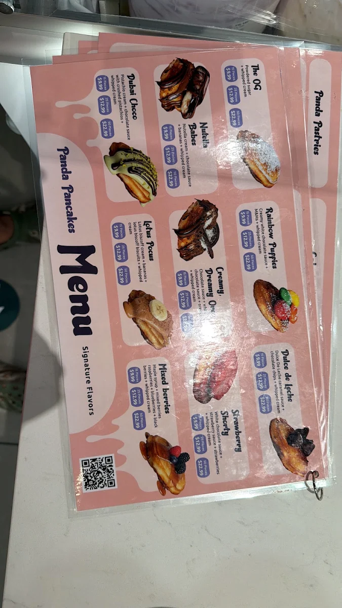 Menu, Panda Pancakes and Ice Cream