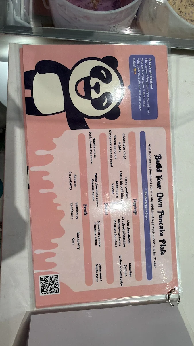 Menu, Panda Pancakes and Ice Cream