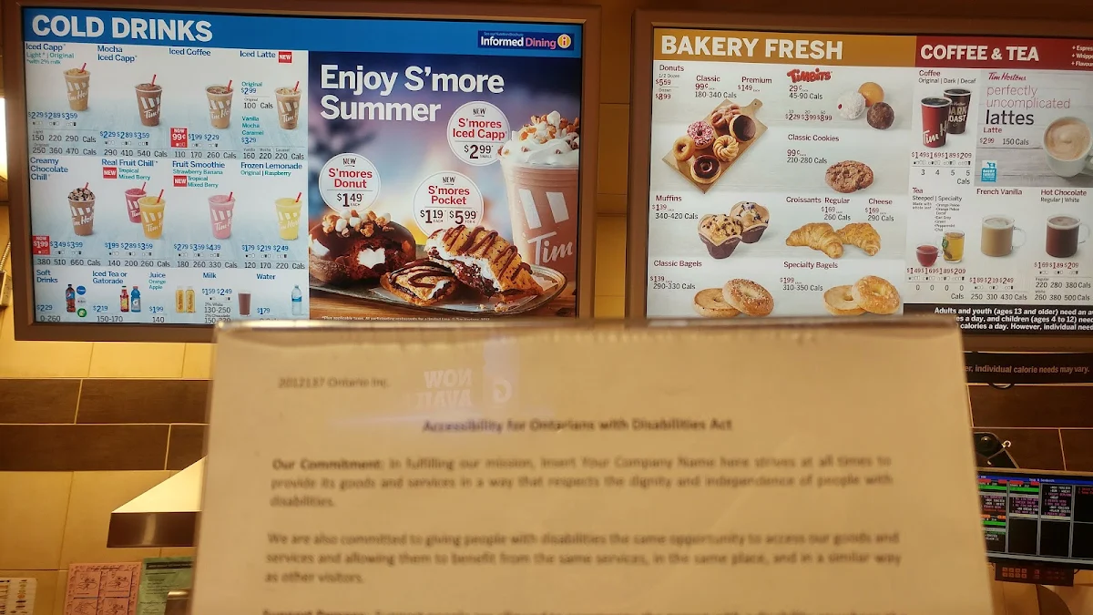 Menu, Tim Hortons