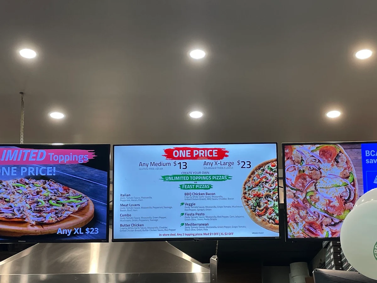 Menu, Freshslice Pizza