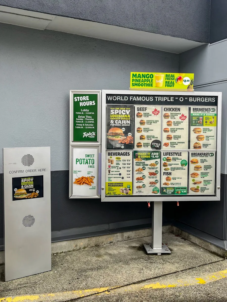 Menu, Triple O's