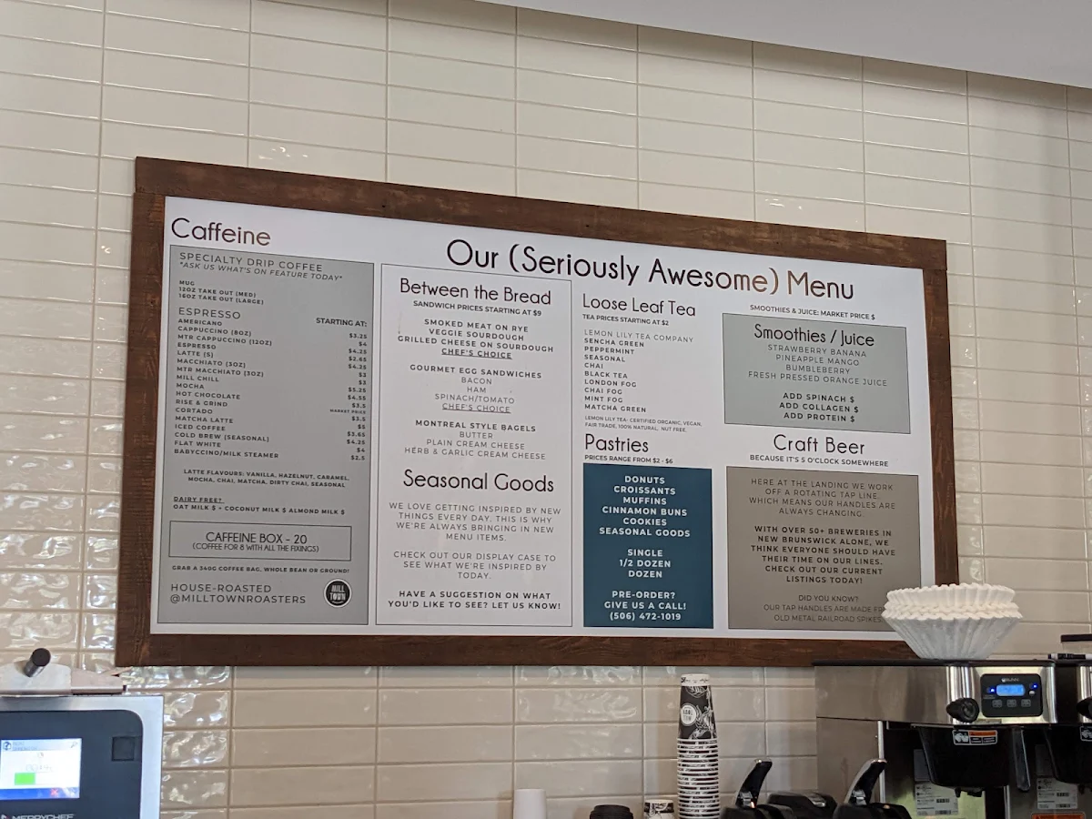 Menu, The Landing Fredericton