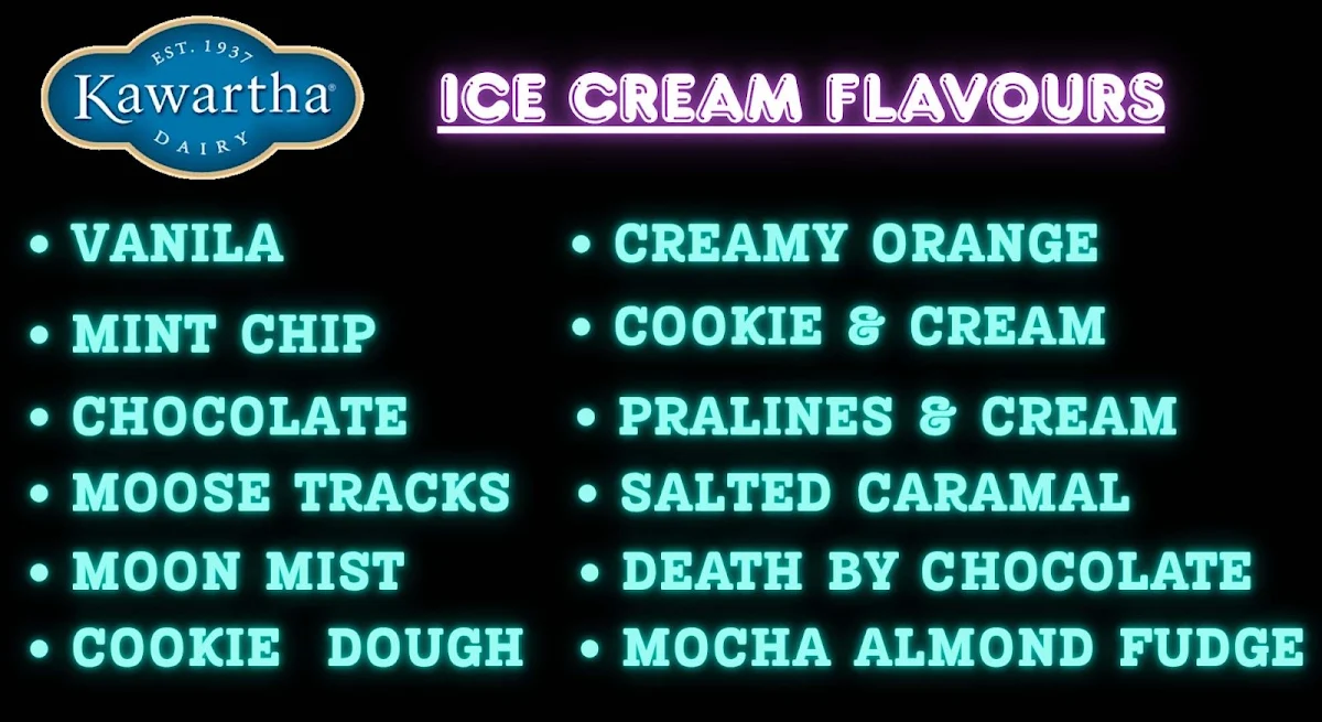 Menu, Secret Swirl Ice Cream & Desserts