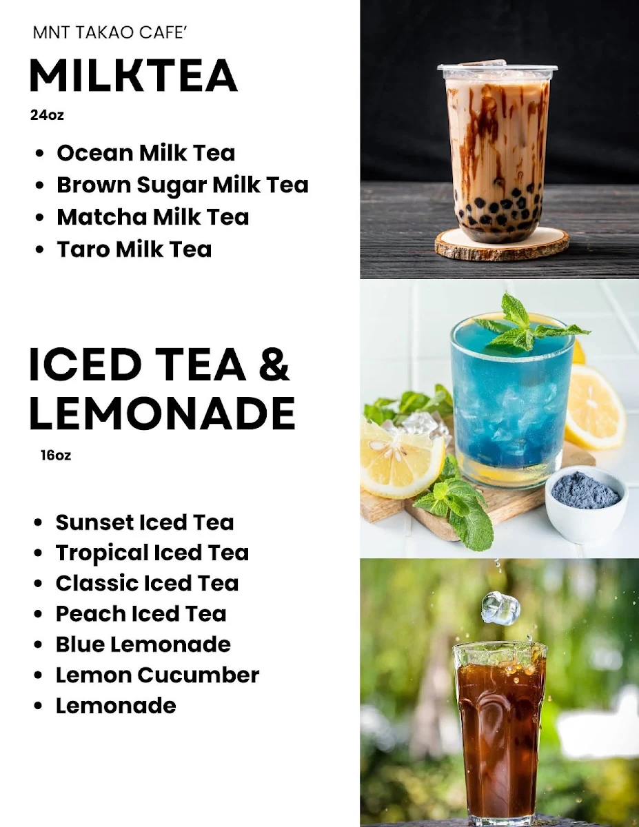 Menu, Mnt Takao Cafe