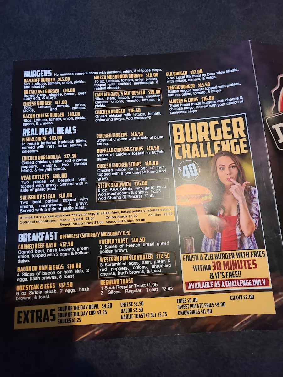 Menu, DayzOff Pub