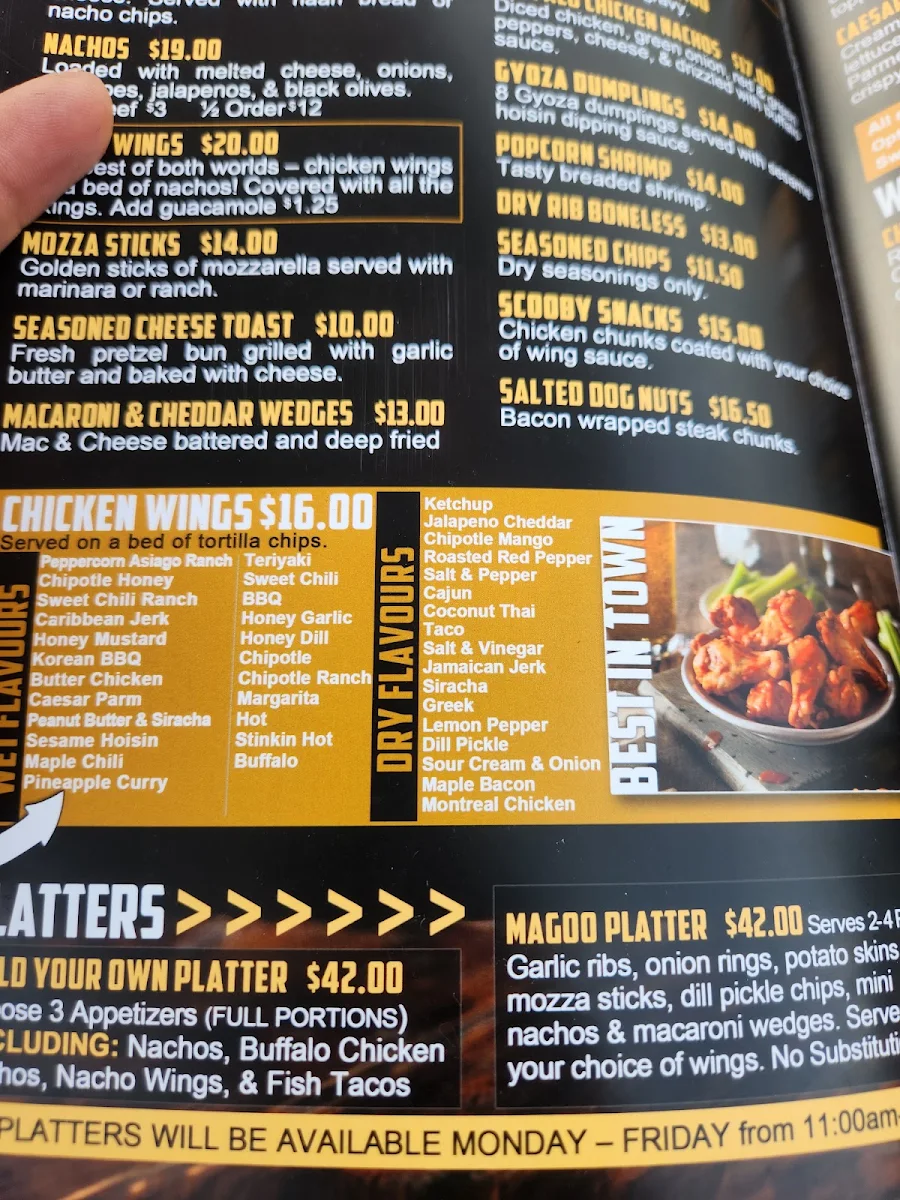 Menu, DayzOff Pub