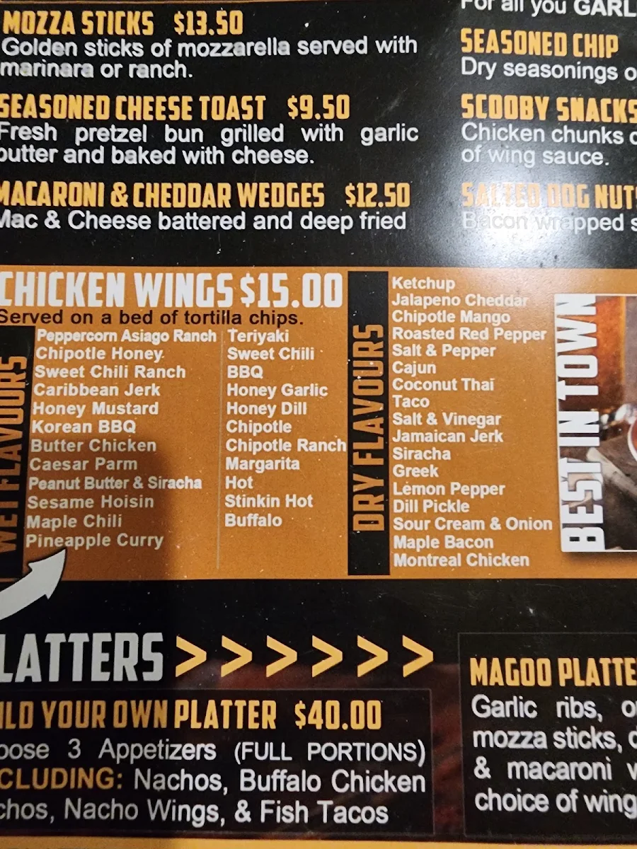 Menu, DayzOff Pub