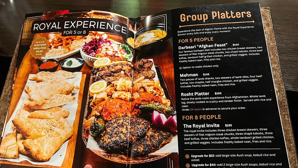 Menu, Afghan Flame