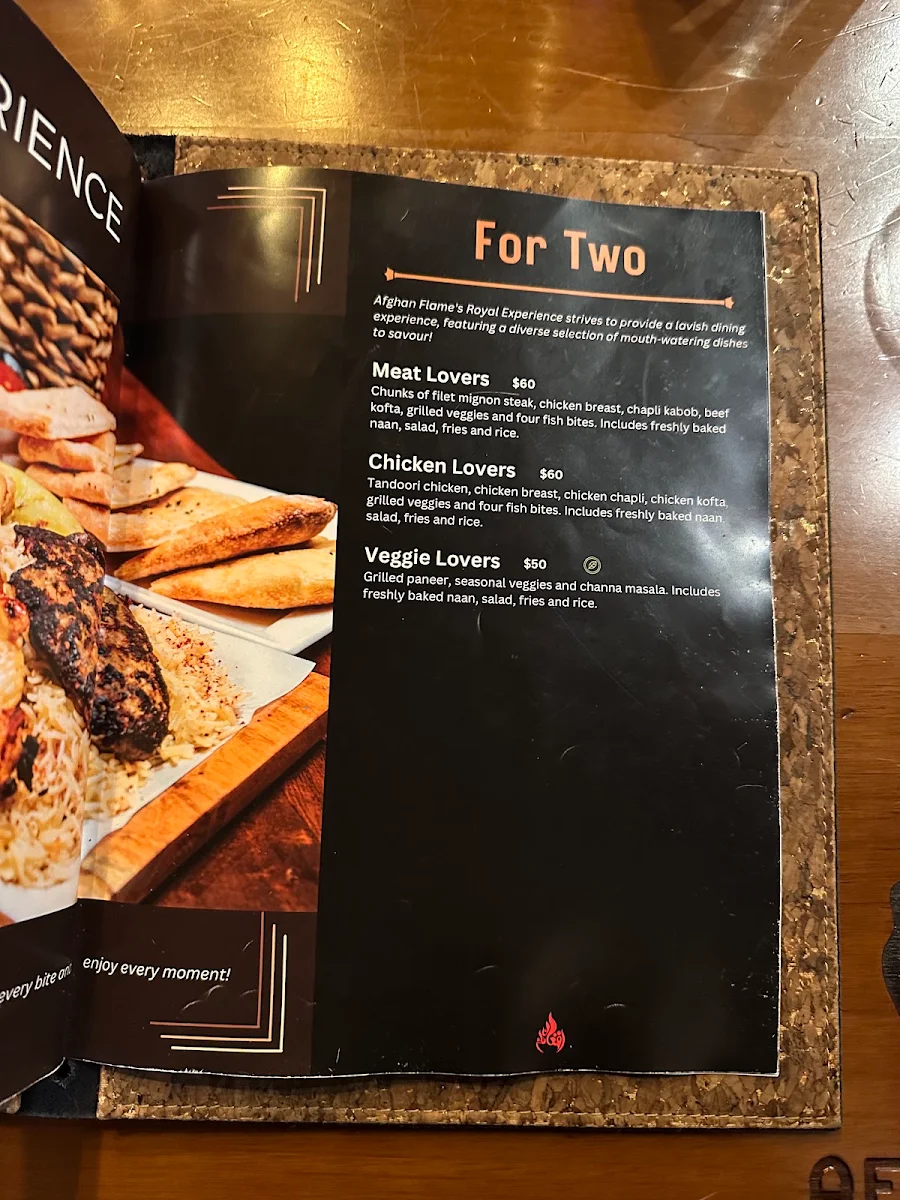 Menu, Afghan Flame