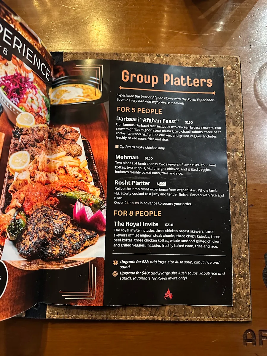 Menu, Afghan Flame