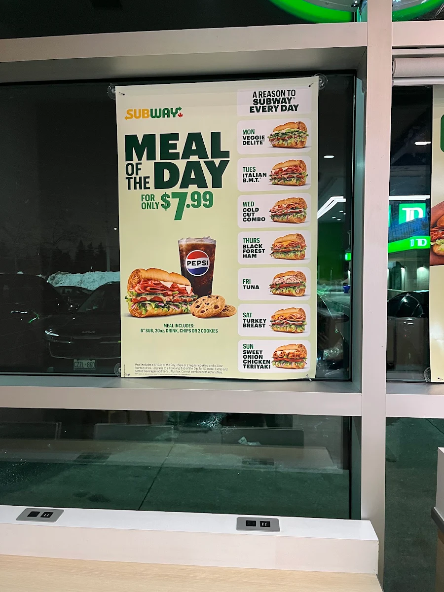 Menu, Subway