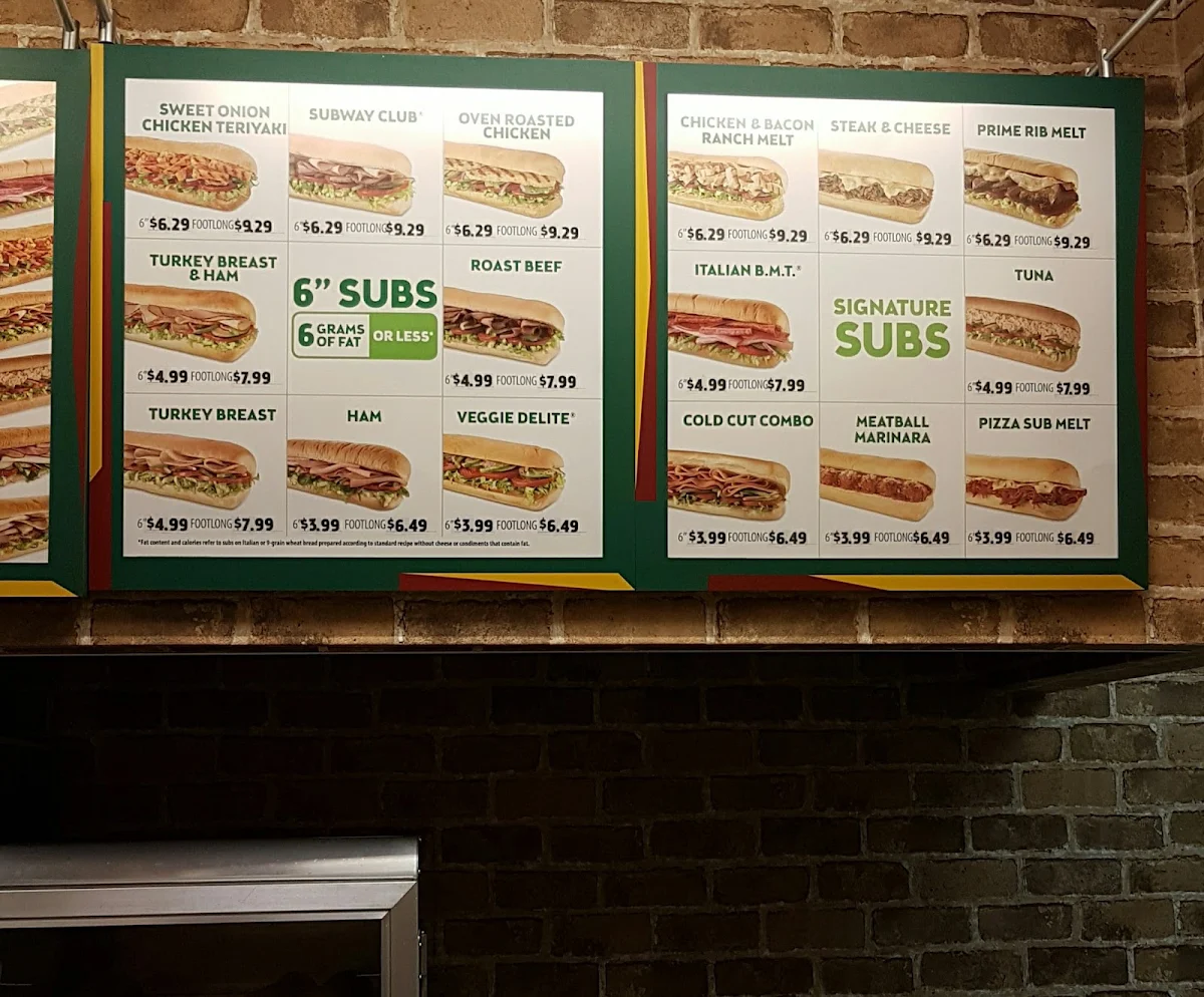 Menu, Subway