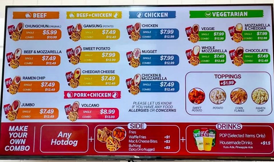 Menu, Chung Chun Rice Dog Richmond