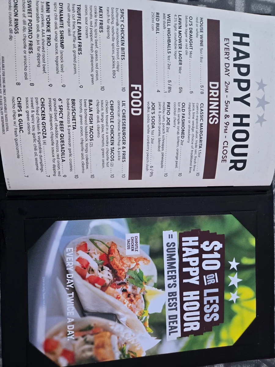 Menu, Original Joe's