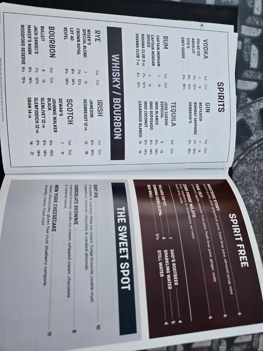 Menu, Original Joe's