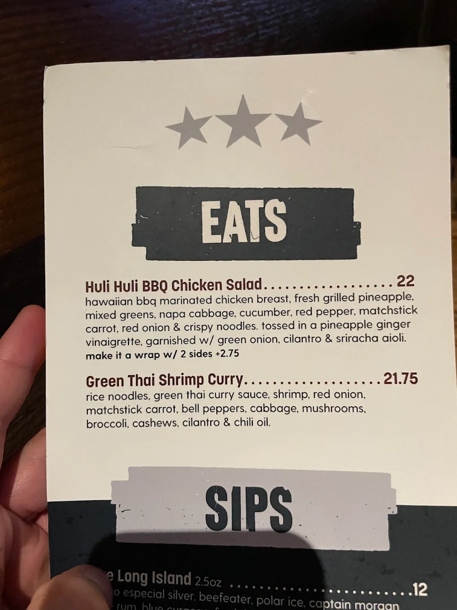 Menu, Original Joe's