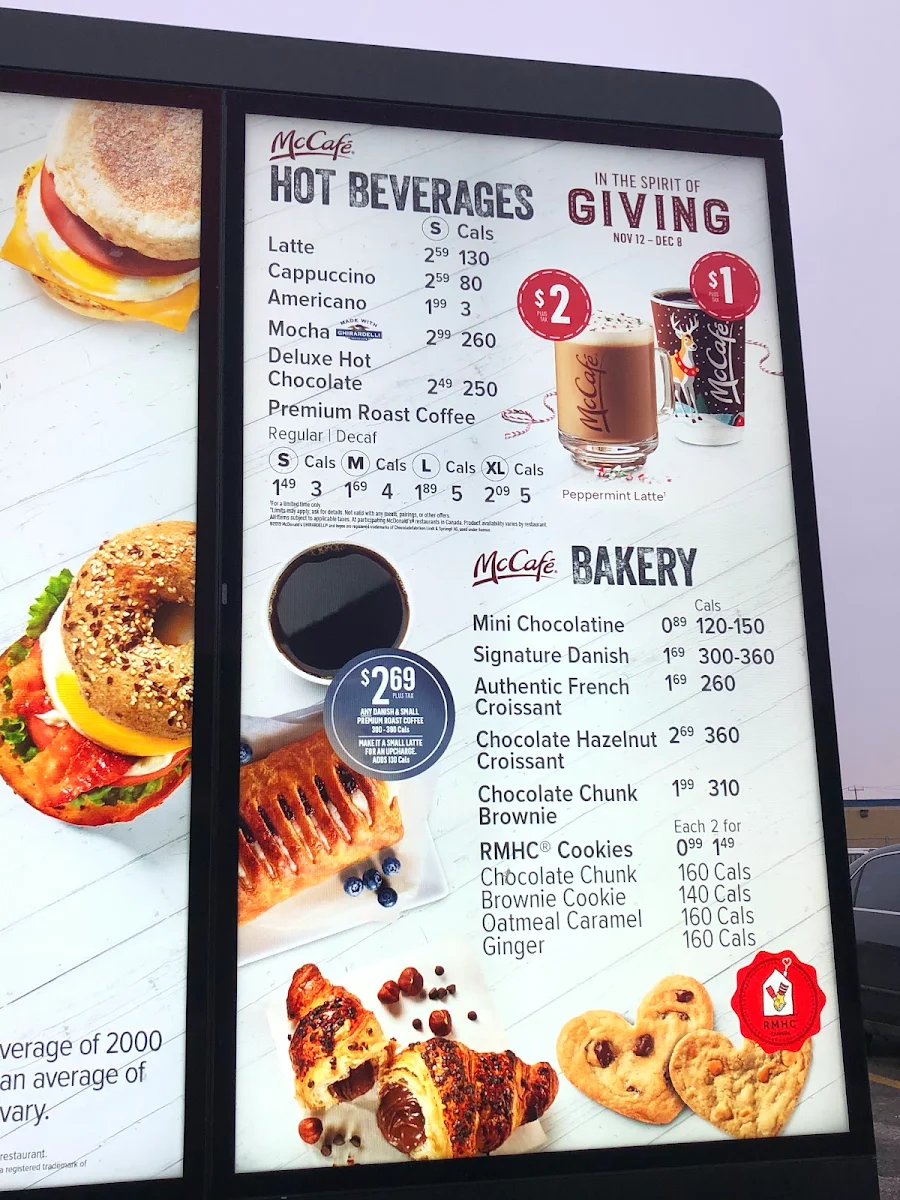 Menu, McDonald's