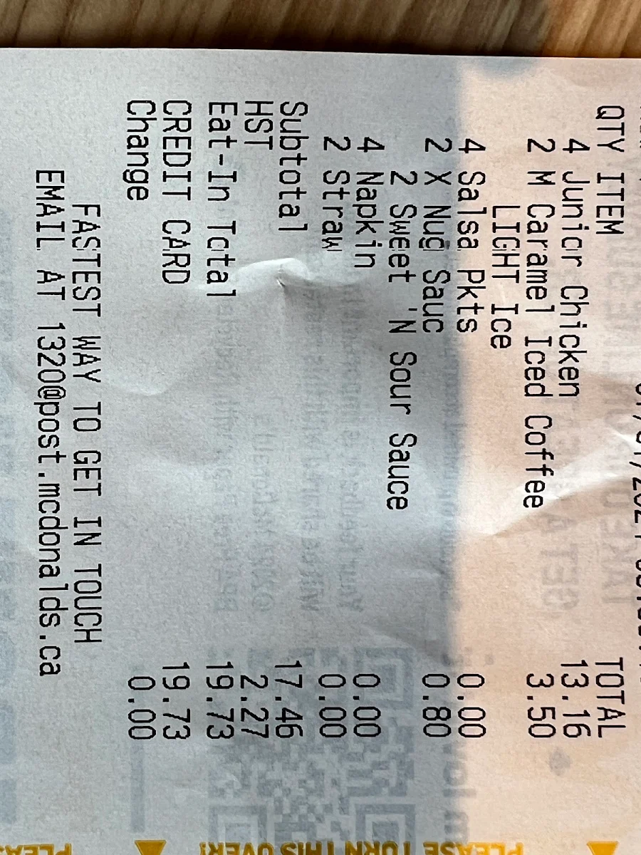 Menu, McDonald's