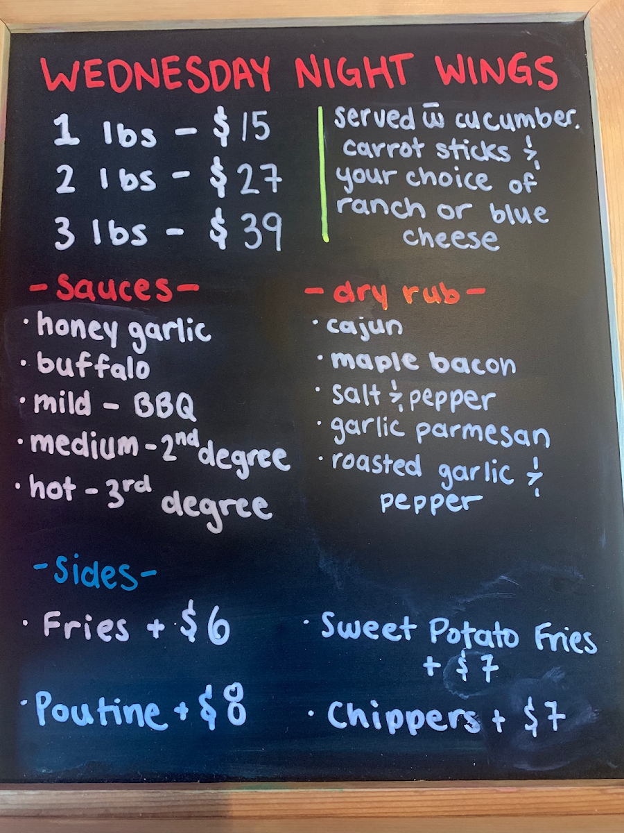 Menu, Purvis Fish & Chips